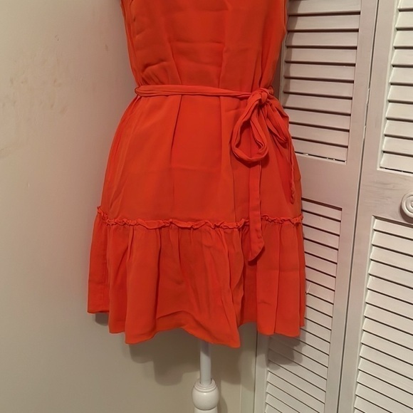 BANANA Republic Orange Mini Dress with Detachable Belt and Ruffled Hem - Picture 4 of 8